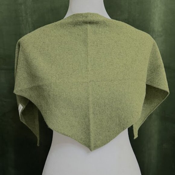 Green Scarf Bandanna — Women’s Neck Kerchief Knitted Triangle Scarf - Picture 4 of 5